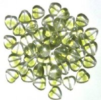 50 10mm Two Tone Crystal & Olive Glass Heart Beads